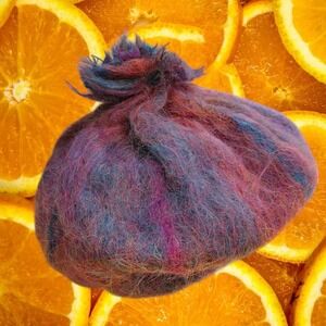 Avoca Handweavers Ireland Mohair Wool Beret Hat Purple Blue Pink Fuzzy Pom Pom
